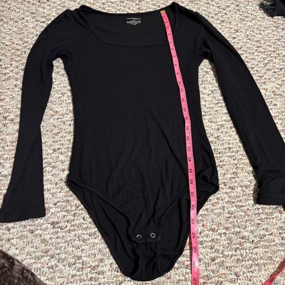 Summersalt Square Neck Ribbed Black Long Sleeve Tencel Bodysuit- Size Medium - Picture 8 of 8